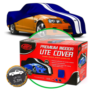 SAAS Car Cover Indoor Classic Ute Large 5.3m Blue With White Stripes - SC1025