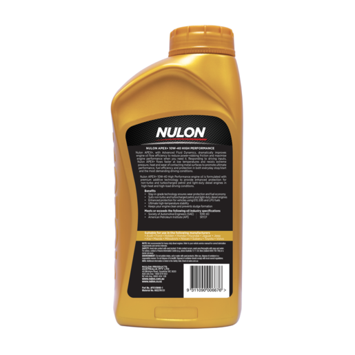Nulon APEX+ 10W-40 High Performance Full Synthetic Engine Oil 1L