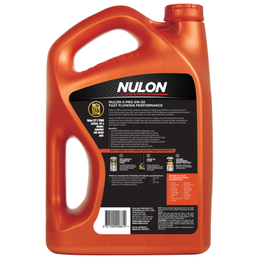 Nulon X-PRO 5W-30 Fast Flowing Performance Semi Synthetic Engine Oil 5L