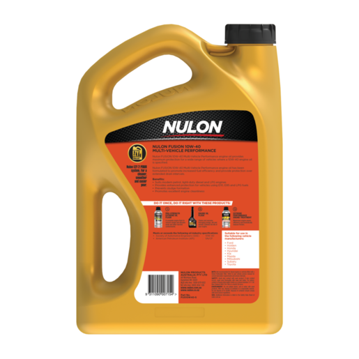 Nulon Fusion 10W-40 Multi Vehicle Performance Semi Synthetic Engine Oil 5L