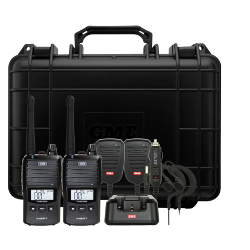 GME UHF CB Handheld Radio including Accessories Twin Pack 5/1 Watt