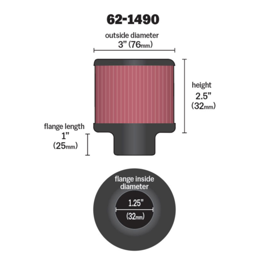 K&N Vent Air Filter/Breather - 62-1490