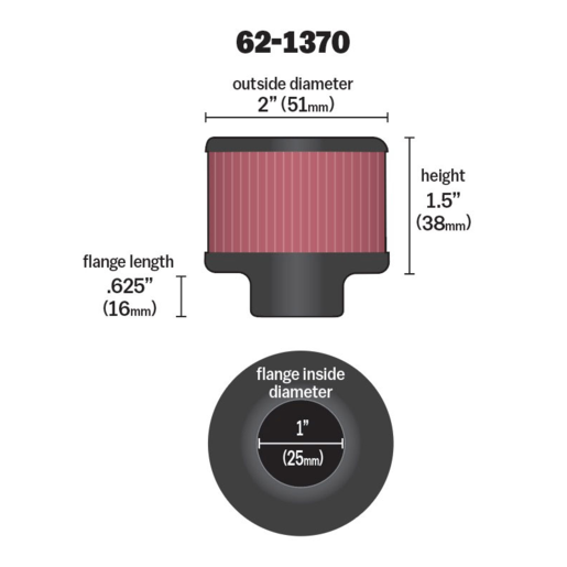 K&N Vent Air Filter/Breather - 62-1370