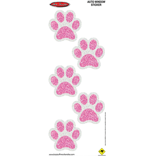 Hot Stuff Pink Bling Paw Prints Sticker