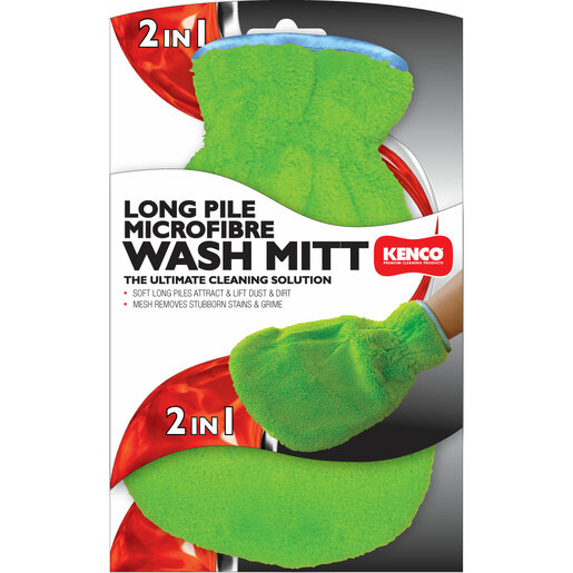 Kenco Microfibre 2 in 1 Long Pile Wash Mitt Green