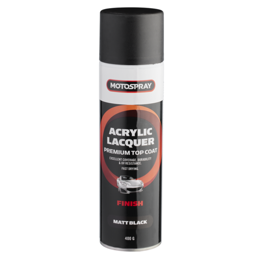 Motospray Acrylic Lacquer Matt Black Aerosol 400g