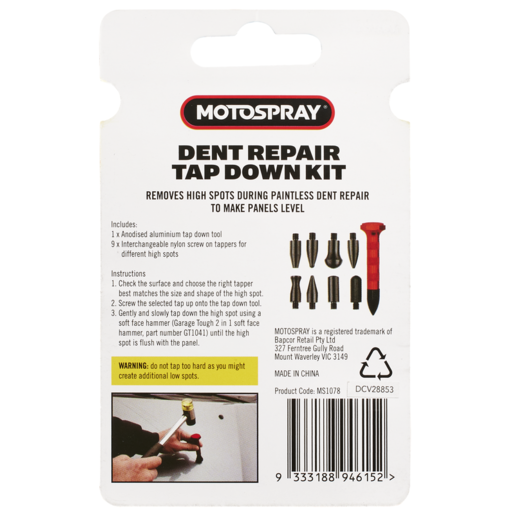 Motospray Dent Repair Tap Down Kit