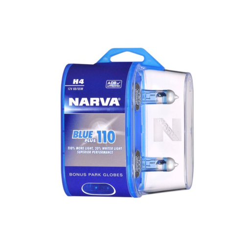 Narva Blue Plus 110 H4 Halogen Headlight Globes 12V 60/55W