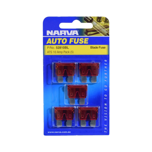 Narva Standard ATS Blade Fuse Red 10A Blister Pack of 5