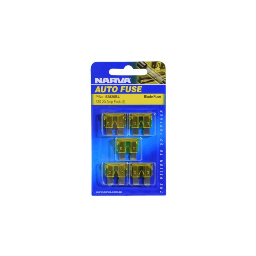 Narva Standard ATS Blade Fuse Yellow 20A Blister Pack of 5