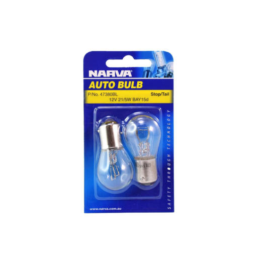 Narva Incandescent Globes 12V 21/5W BAY15D Blister Pack of 2