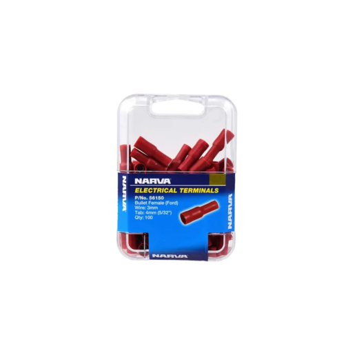 Narva Female Bullet Terminal 4.0mm Red Pack of 100
