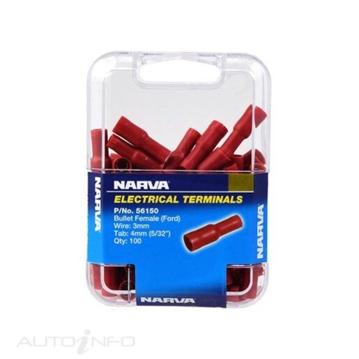 Narva Female Bullet Terminal 4.0mm Red Pack of 100