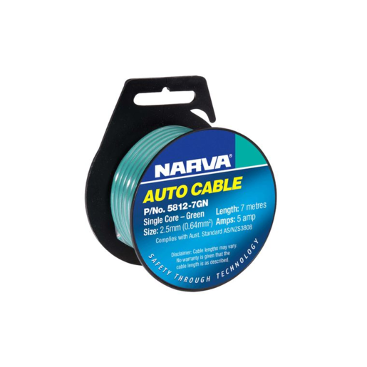 Narva 2.5mm Single Core Cable Green 5A 7m