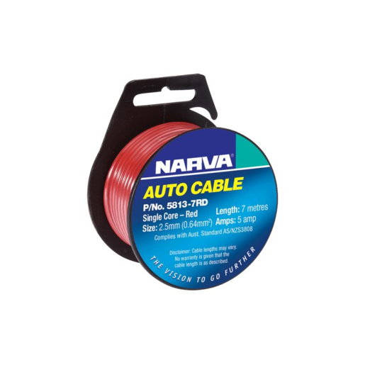 Narva 3mm Single Core Cable Red 10A 7m