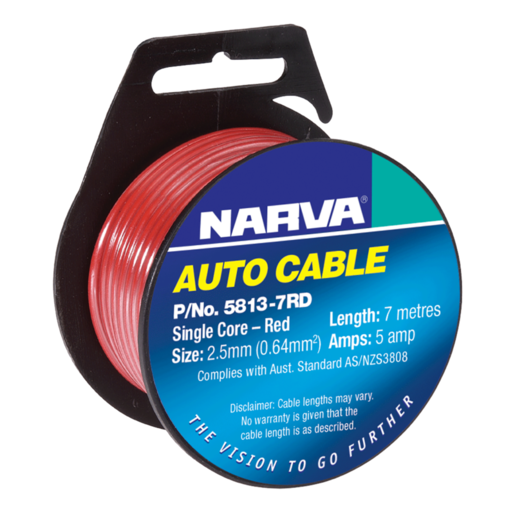 Narva 3mm Single Core Cable Red 10A 7m