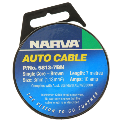 Narva 3mm Single Core Cable Brown 10A 7m