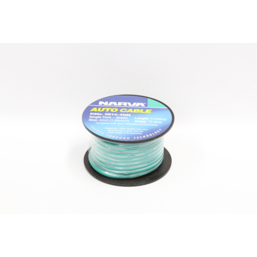 Narva 4mm Single Core Cable Green 15A 4m
