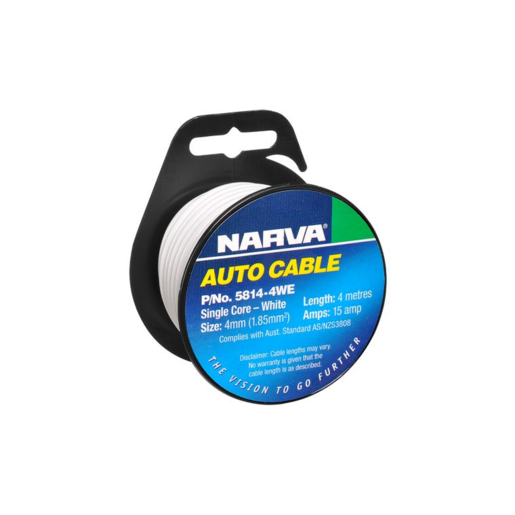 Narva 4mm Single Core Cable White 15A 4m