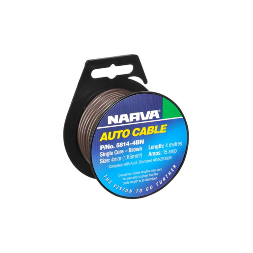 Narva 4mm Single Core Cable Brown 15A 4m