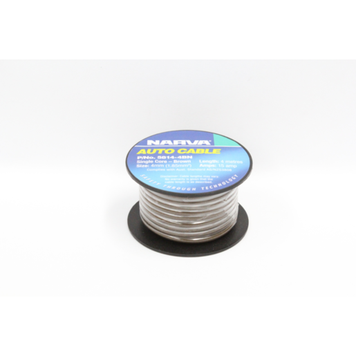 Narva 4mm Single Core Cable Brown 15A 4m