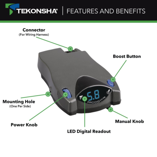 Tekonsha Prodigy P2 Trailer Brake Controller Proportional 1-4 Axles - 90885-AUS