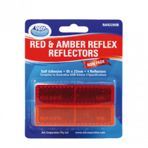 Ark Red and Amber Reflex Reflectors 22mm x 85mm - RAR2285B