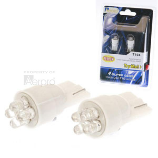 Aerpro 4 x LED T10 Globe Amber / Yellow - T104Y