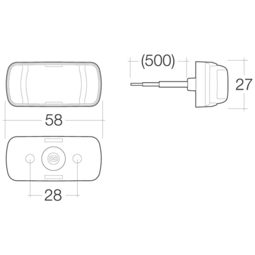 Narva LED Front End Outline Marker White with Black Deflector 9-33V 0.5 Cable