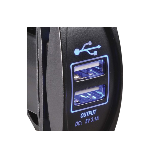Narva Dual USB LED Illuminated Socket Blue 12/24V