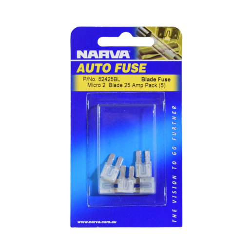 Narva Blade Fuse White Micro 2 25A Blister Pack of 5