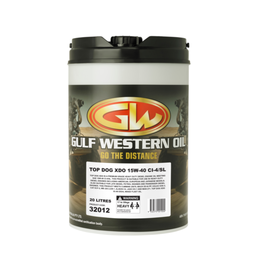 Gulf Western Top Dog XDO 15W-40 Mineral Diesel Engine Oil 20L