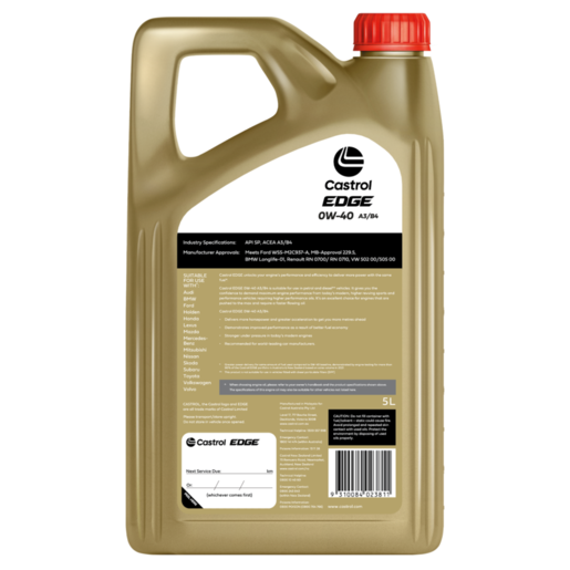 Castrol Edge 0W-40 A3 B4 Full Synthetic Engine Oil 5L