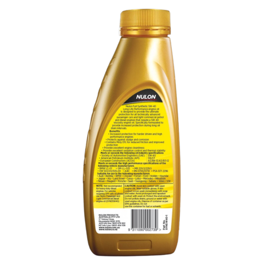 Nulon Full Synthetic 5W-40 Long Life Engine Oil 1L - SYN5W40-1