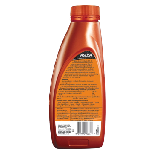 Nulon 5W-30 Advanced Protection Semi Synthetic Engine Oil 1L