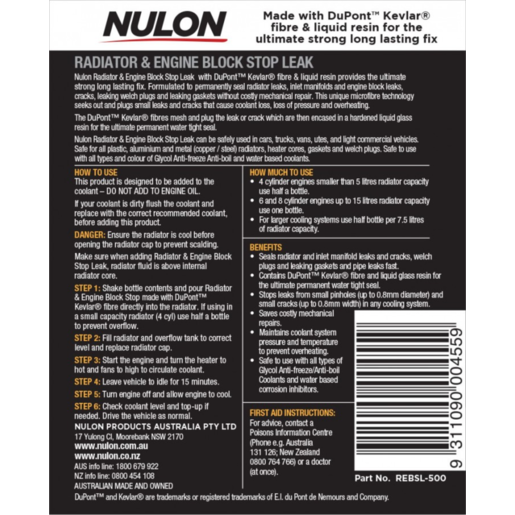 Nulon Radiator and Engine Block Stop Leak 500ml