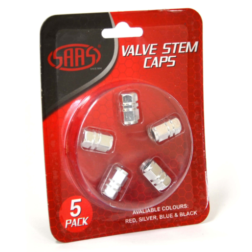 SAAS Valve Cap Silver 5 Pack - 194225