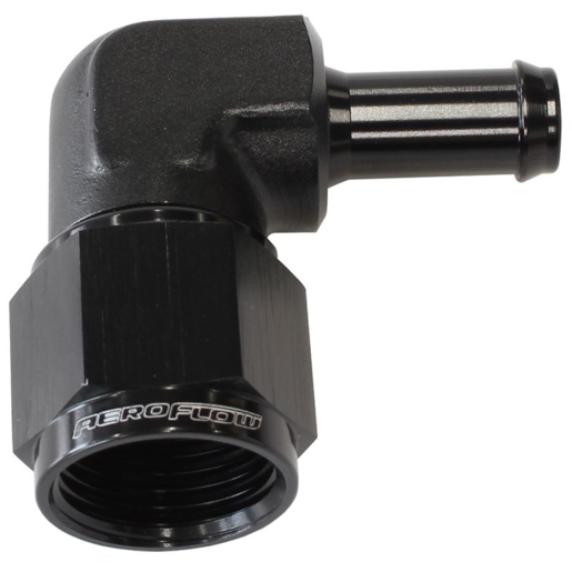 Aeroflow 90 Degree Hose Barb 5/16" to -6AN Black - AF413-06-05BLK