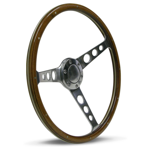 SAAS Steering Wheel Wood 15" ADR Classic Polished AlloyHoles+Rivet - SW704PHW