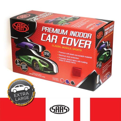 SAAS Car Cover Indoor Classic Red with White Stripes Extra Large 5.7m - SC1033