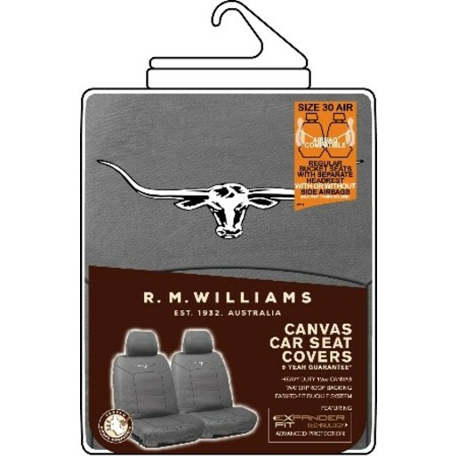 R.M.Williams Car Seat Covers Front Size 30 Black Canvas