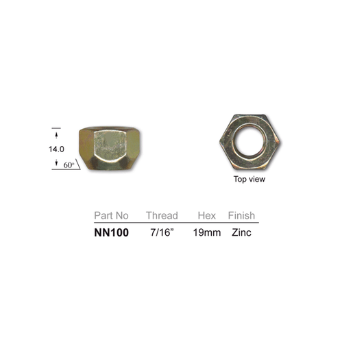 Nice Products Wheel Stud Tapered 7/16" 19mm Hex Pack of 5 - NN100-5