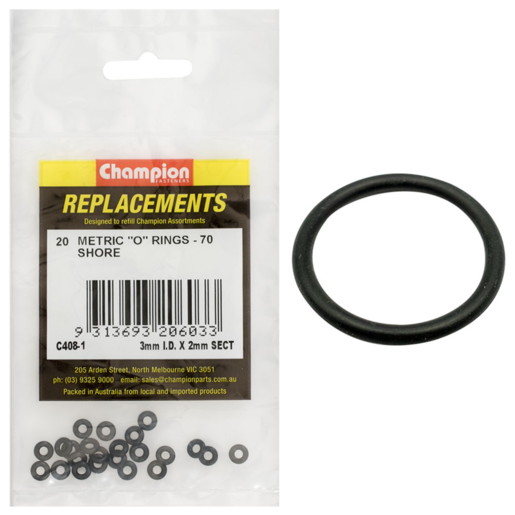 Champion 3mm x 2mm Metric O Rings Sold Individually - C408-1