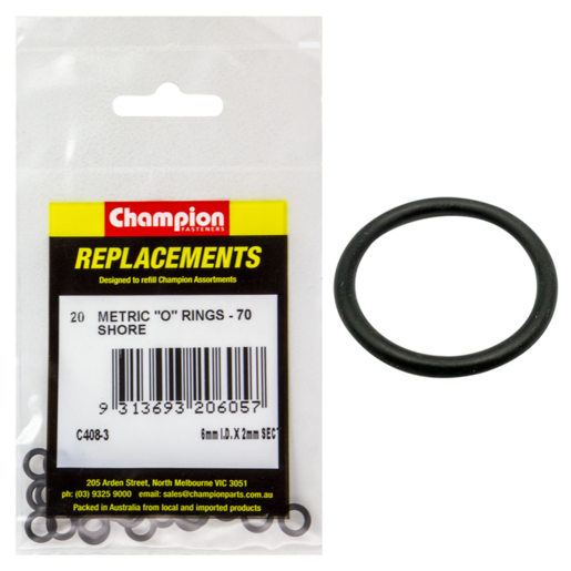 Champion 6mm x 2mm Metric O Rings Sold Individually - C408-3
