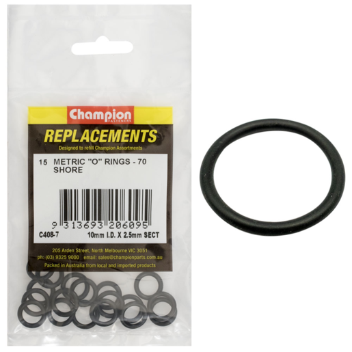 Champion 10mm x 2.5mm Metric O Rings (Sold Individually) - C408-7