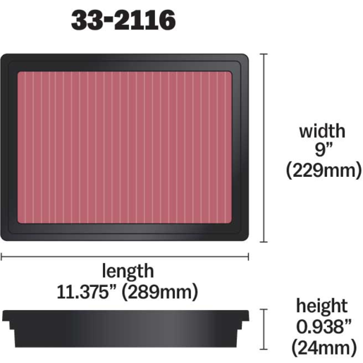 K&N Replacement Air Filter To Suit Holden - 33-2116